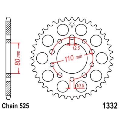 Kettenrad 36Z Teilung 525 Innendurchmesser 080 Lochkreis 110