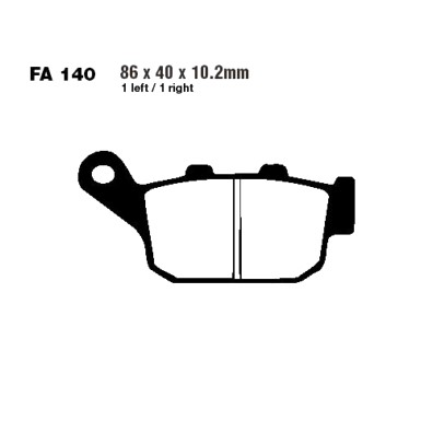 BRAKE PADS SEMI-SINT V EBC FA140V rear : Honda XL 600 V Transalp PD10 97-00 (H7-M7377033-PD10)