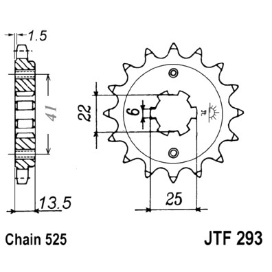 FRONT SPROCKET 14 TOOTH 525 LARGE SPLINE 6MM 22/25 : Honda XL 600 V Transalp PD06 87-88 (H7-M7261129-PD06)