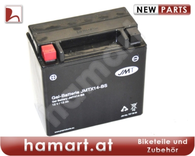 BATTERY MOTORCYCLE YTX14-BS GEL JMT FILLED & CHARGED